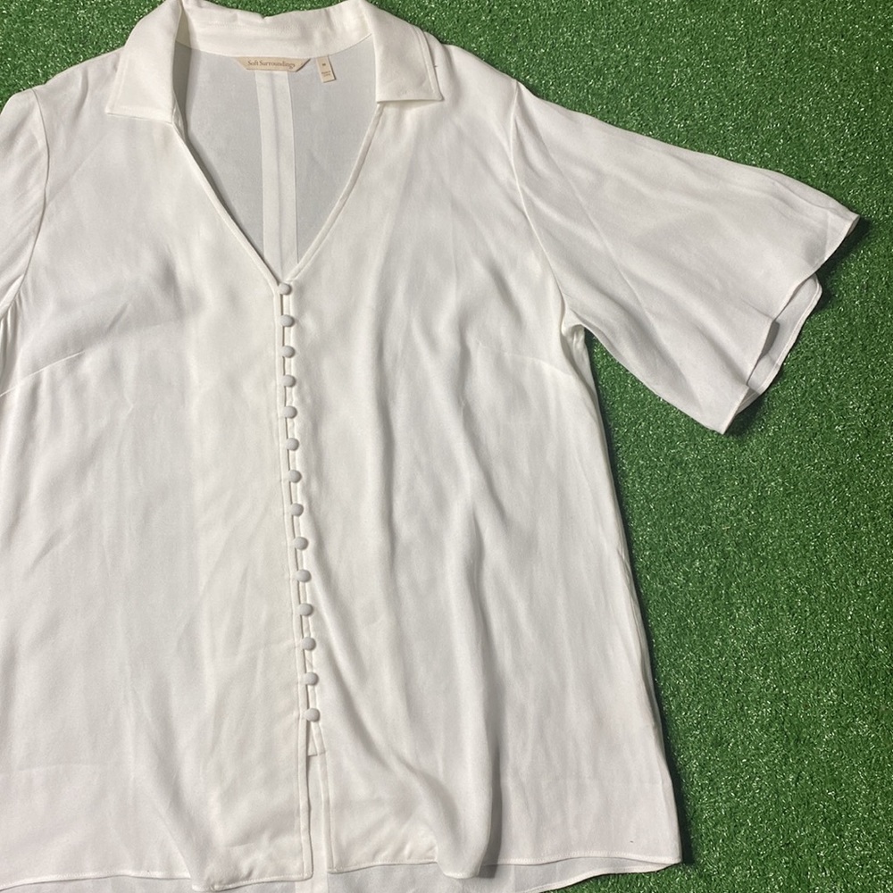 Soft Surroundings White Collared Button Down Shir… - image 5